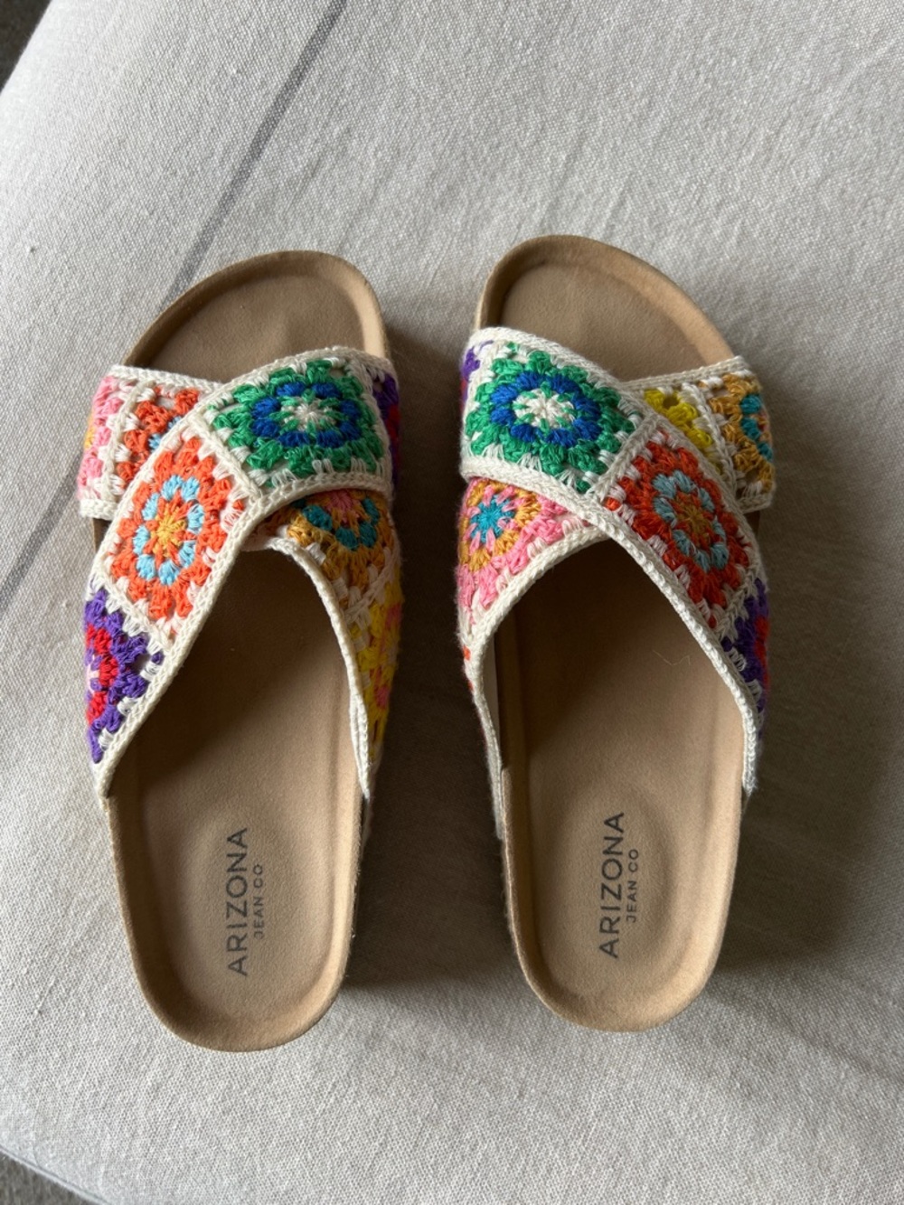 Arizona Jean Company Multicolor Crochet Slide Sandals